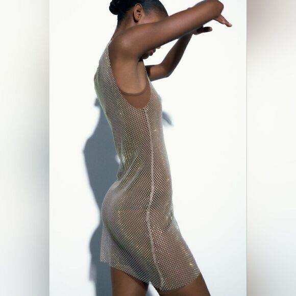 ZARA MESH RHINESTONE DRESS Crystal - Picture 7 of 12